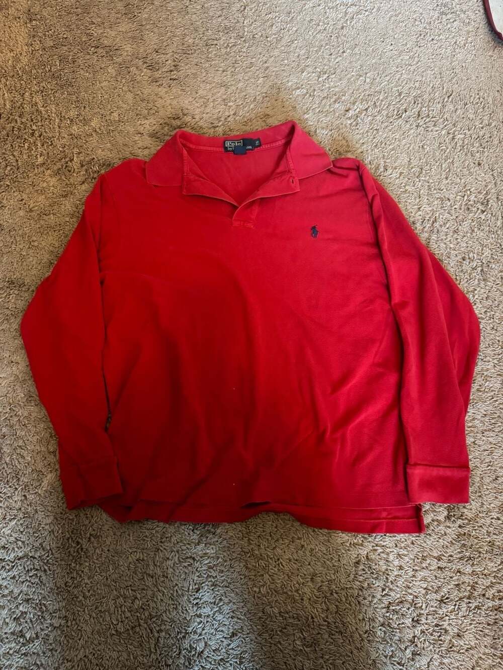 Polo Ralph Lauren Men's Red Long Sleeve Pique Polo Shirt Big & Tall LT